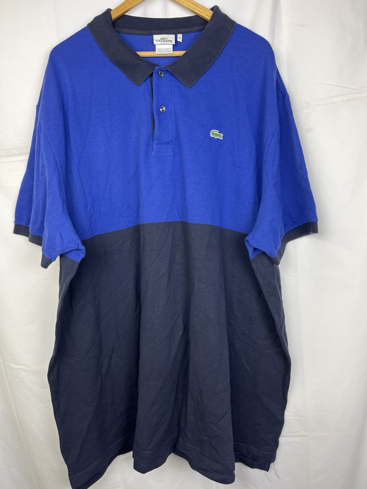 Vintage Lacoste Two-Tone Colorblock Polo Shirt Blue & Navy Size 10L 3XL