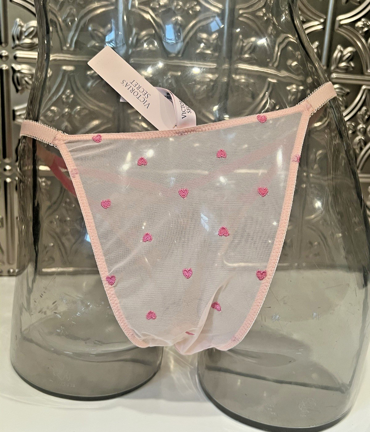 Victoria’s Secret Hearts & Roses Embroidery BRAZILIAN Panty Sz XL NWT$29