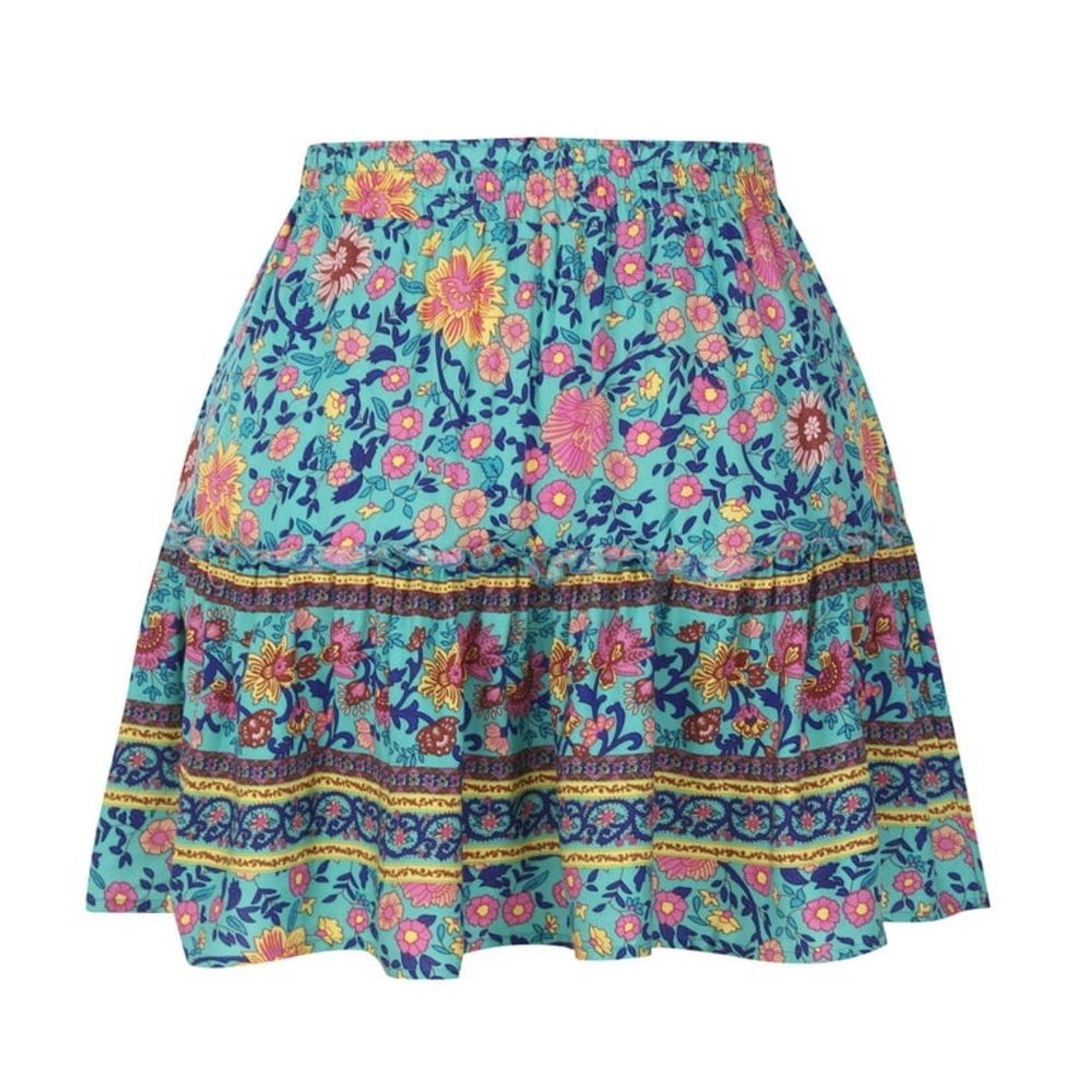 Urban Coco Floral Boho Aztec Print Pattern Circle A-Line Tiered Skirt – Size M
