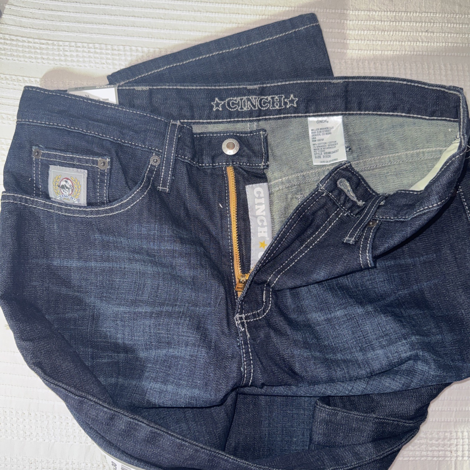 Cinch Silver Tab Jeans Mens Size 29×32 Slim Fit Medium Stone Wash Straight Leg