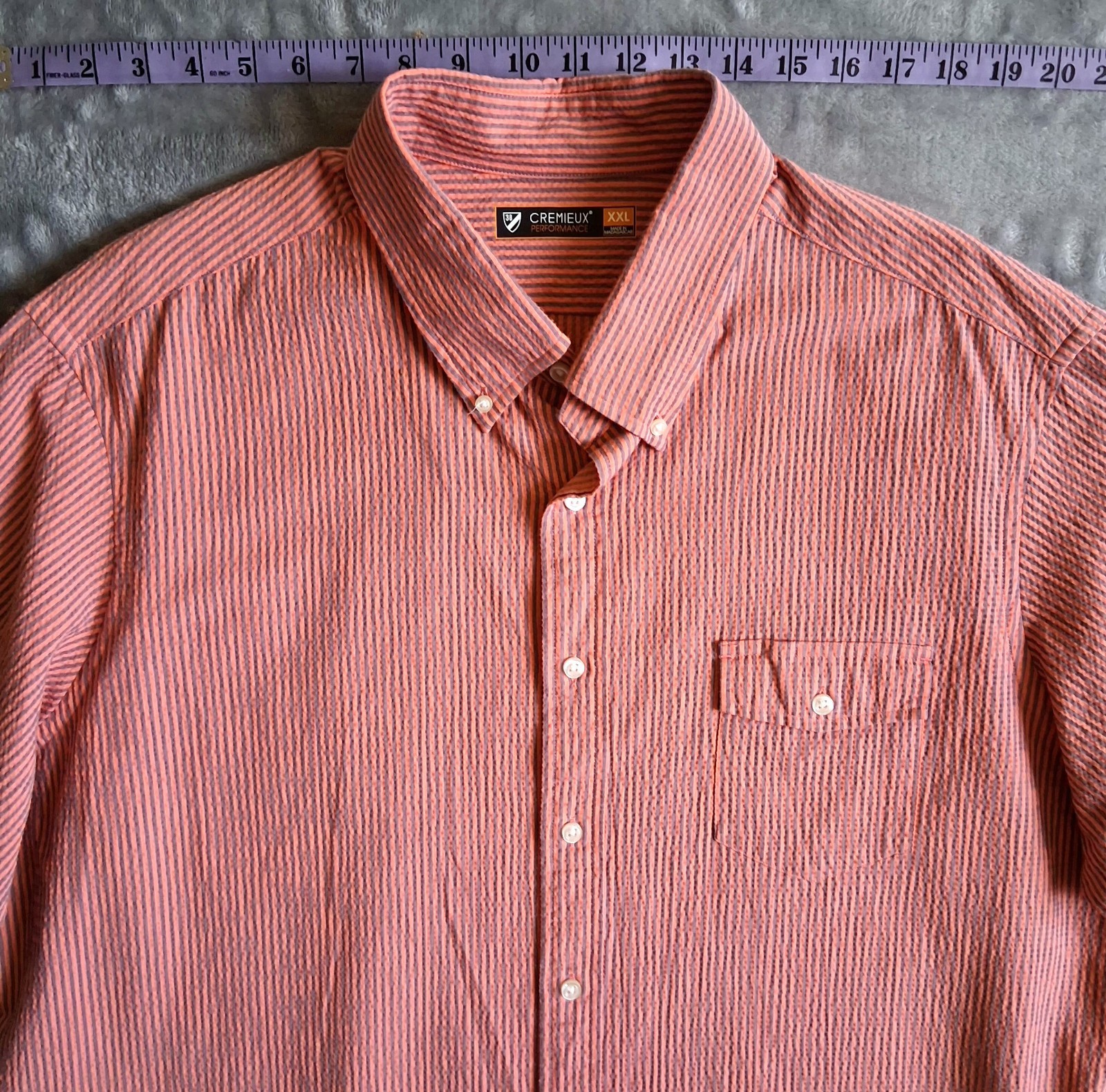 Cremieux Performance Sz XXL Seersucker Short Sleeve Button-Dn Collar/Frnt Shirt