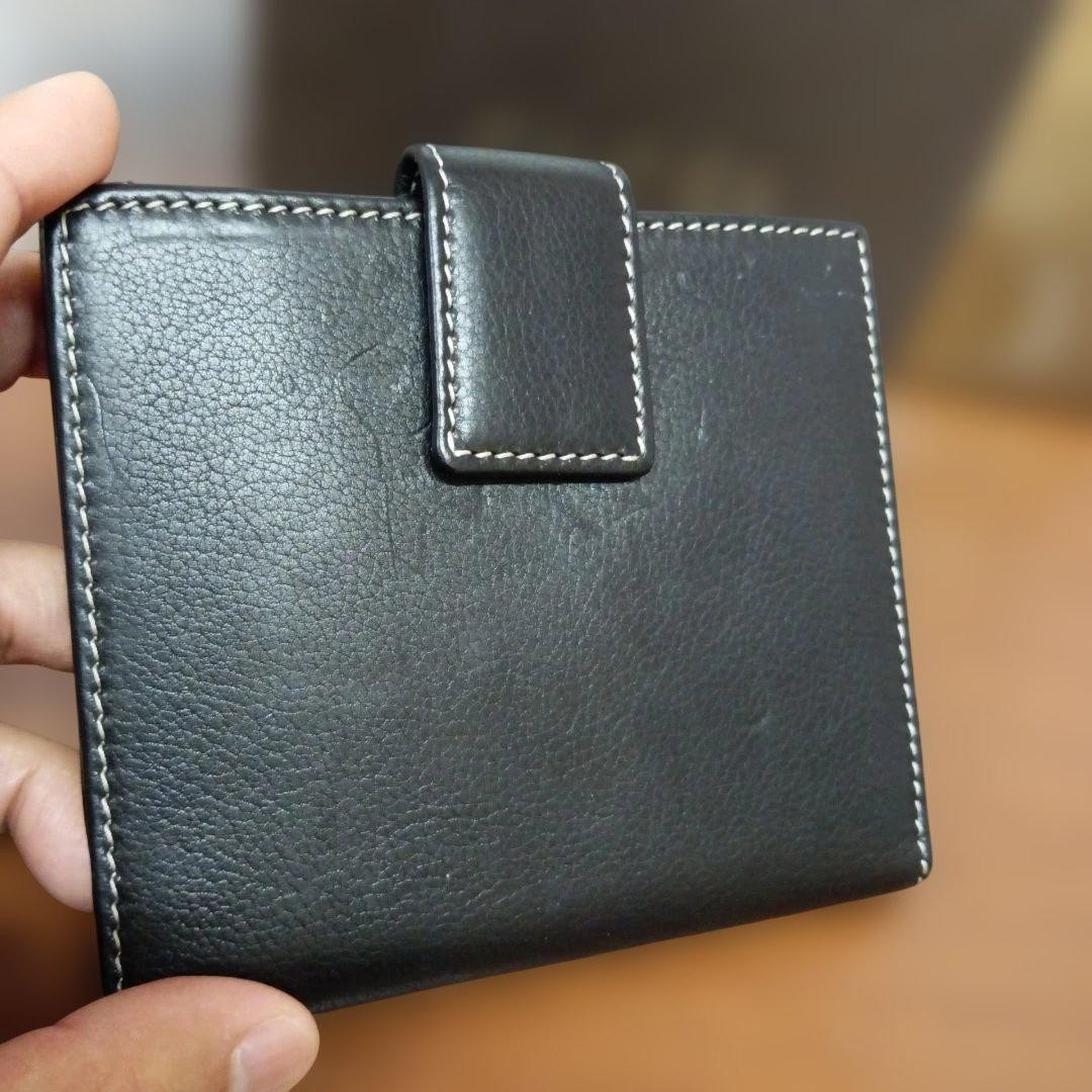 GUCCI Black Leather Bifold Wallet Double Snap Bill Compartment Coin Pocket