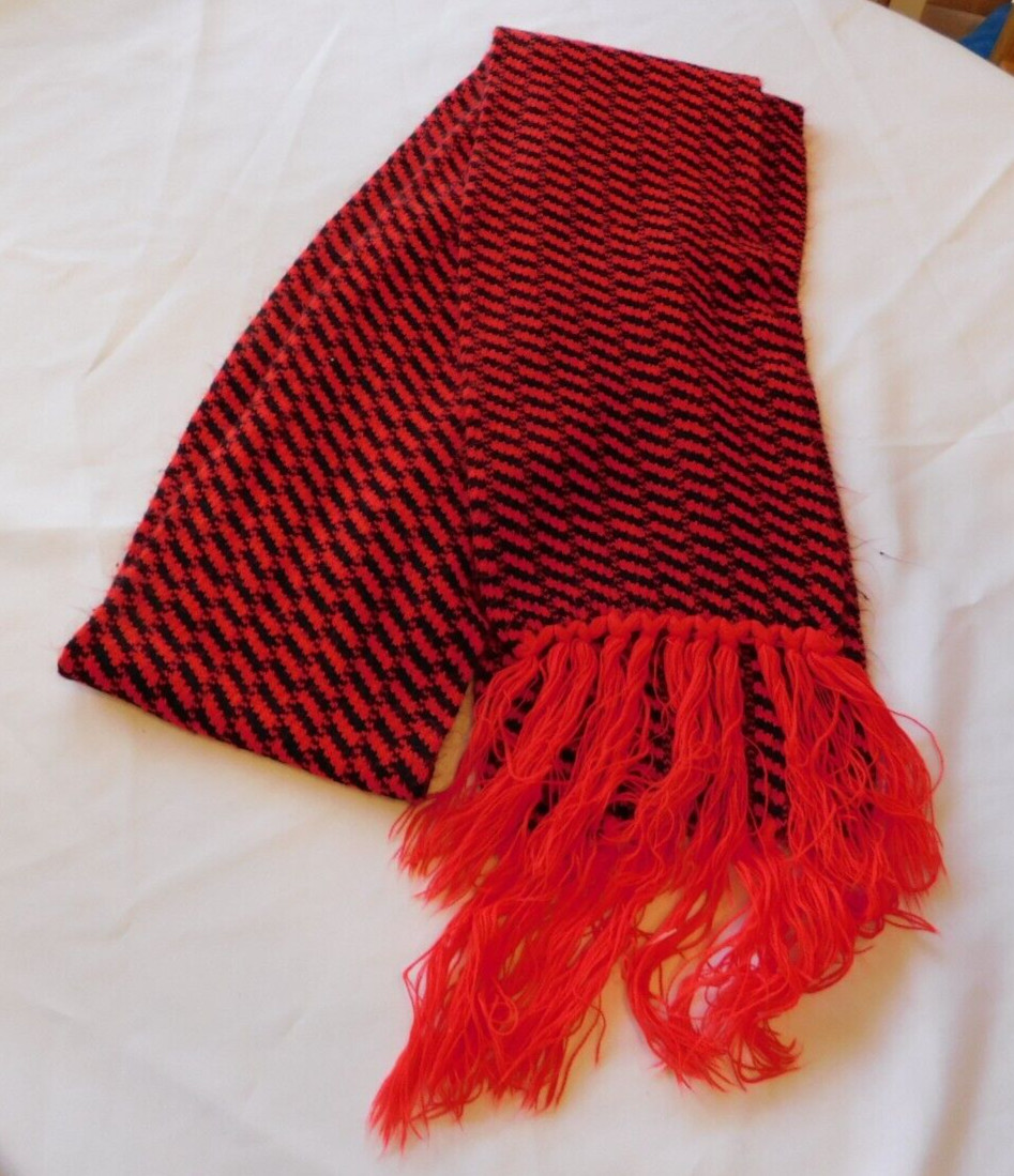 Unbranded scarf neck wrap fringe womens Red Black 96″ (Not including Fring) X 8″