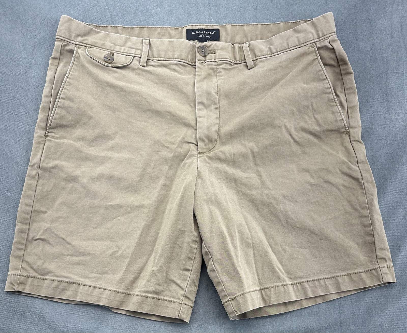 Banana Republic Shorts Mens 36 Acorn Khaki 9 Inch Lived In Summer Casual Cotton