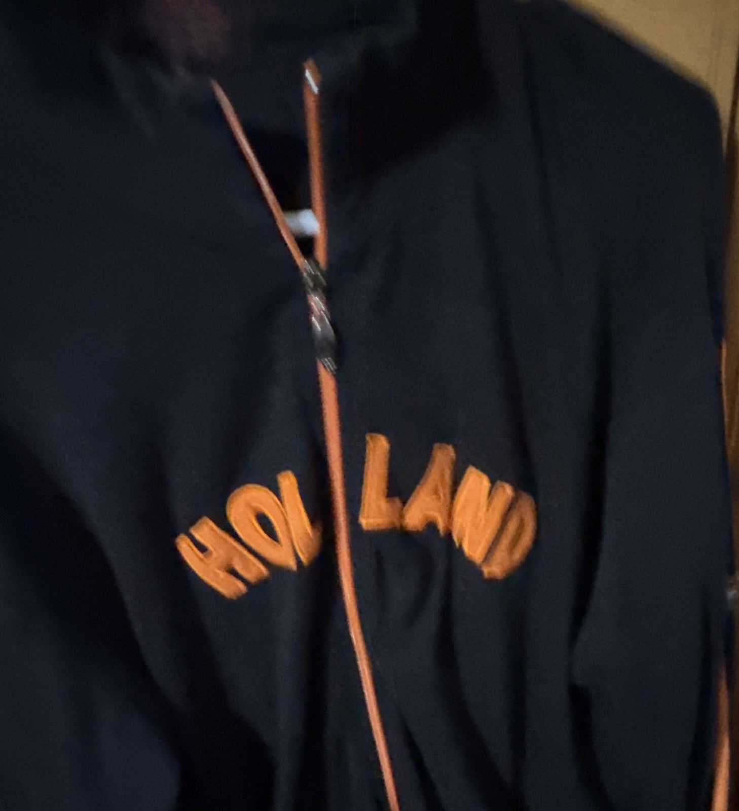 Holland Full-Zip Hoodie Black/Orange Logo Zip Pockets Men’s XL Regular