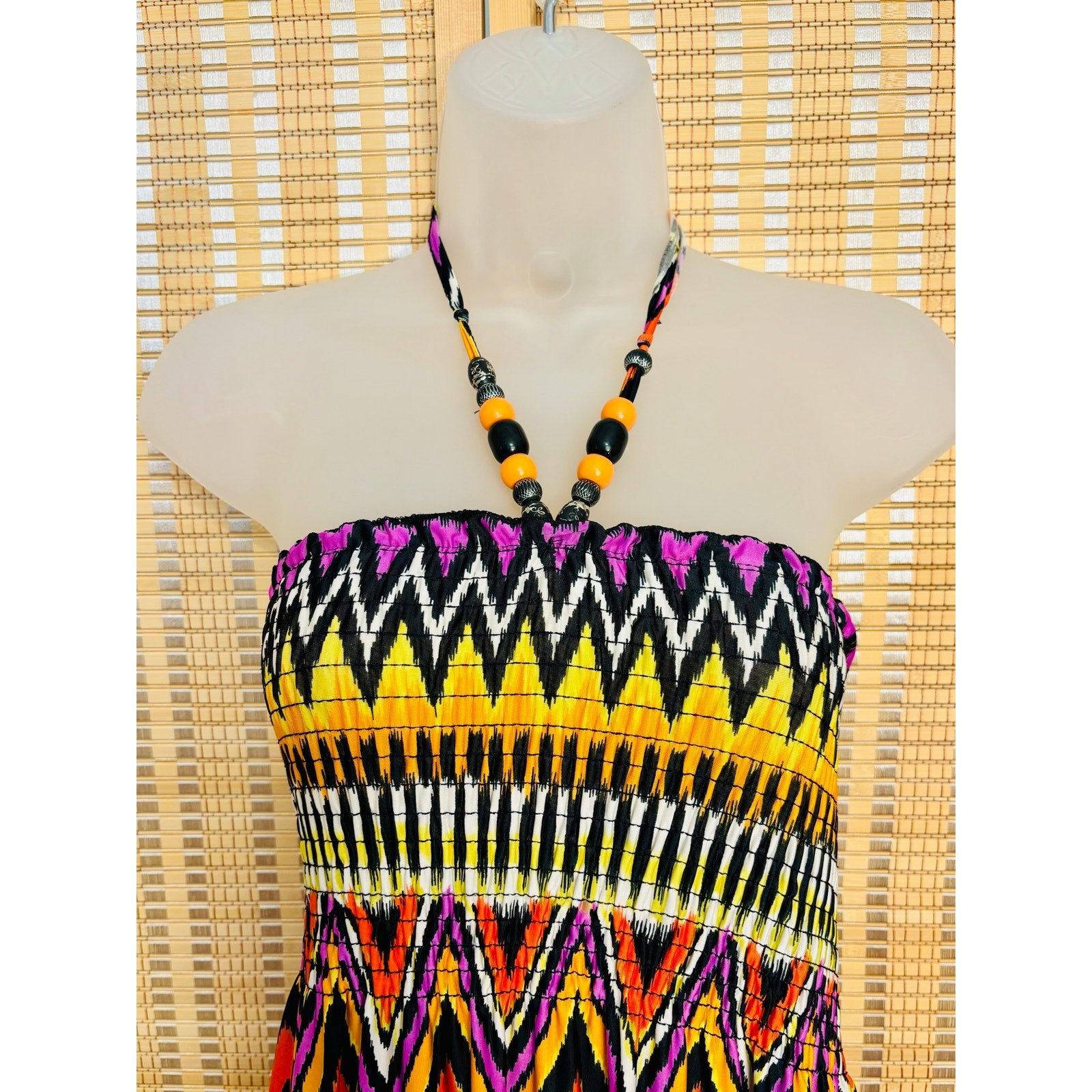 Just Love Beautiful Chevron stretch bodice bandeau halter strap maxi dress 2X