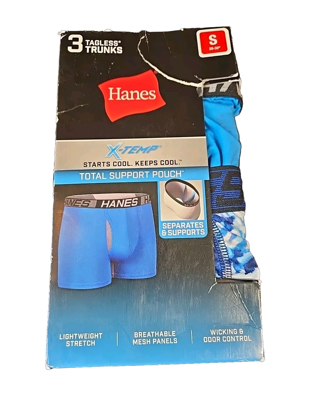 Sz S (28-30) 3 Pk Hanes Men’s Boxer Briefs -Assorted Colors Trunks New