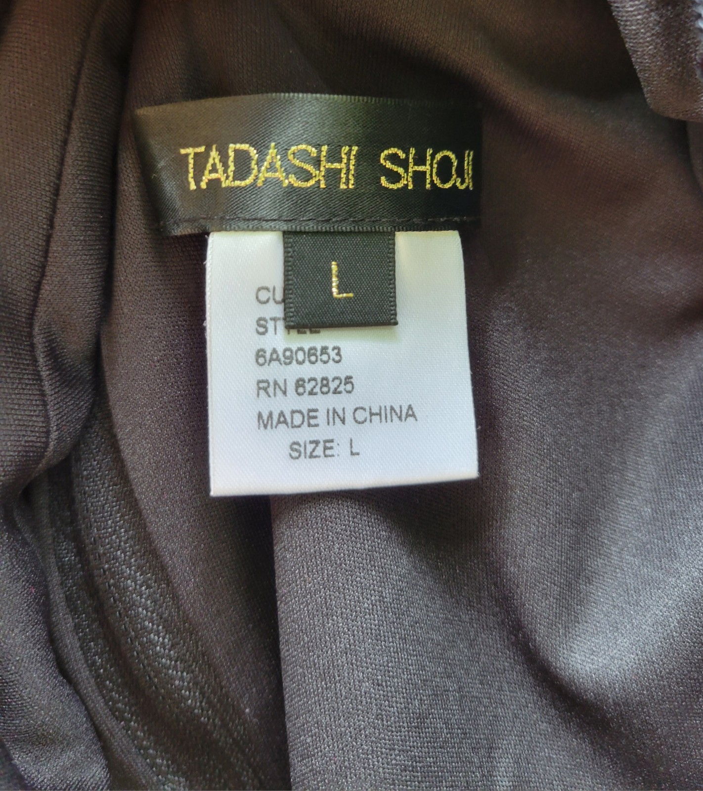 Tadashi Shoji Women’s Black Sequin Mesh Ruched Evening Blouse Top L Elegant