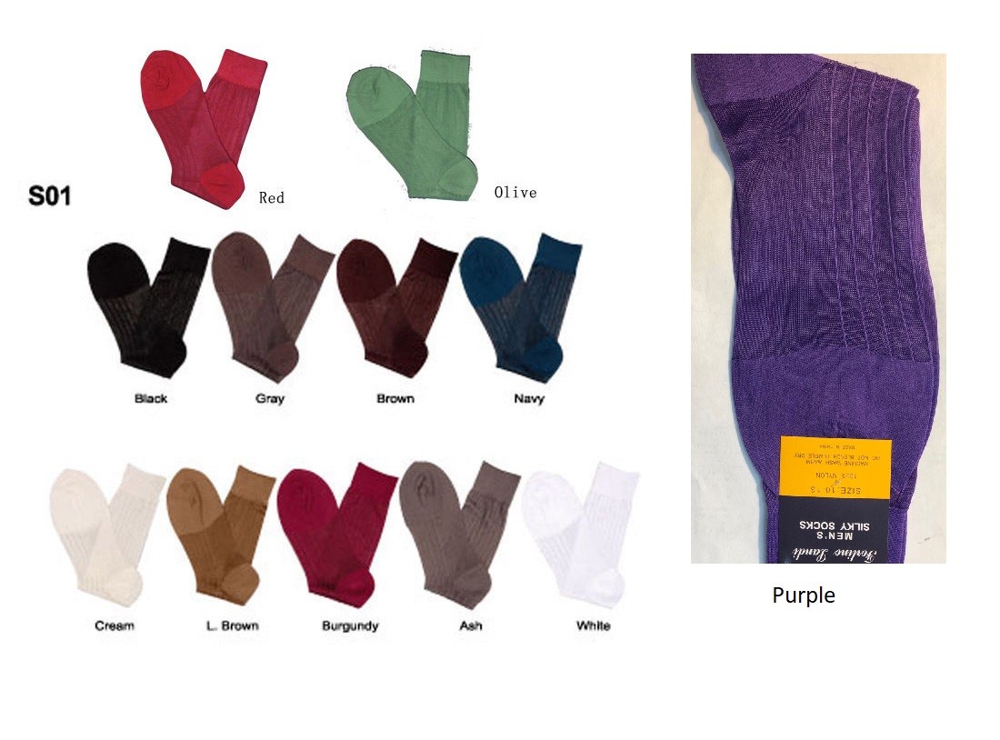 2 pair Men’s Silky Dress Socks ONE SIZE FIT 10-13 SHOES 7-12 S01