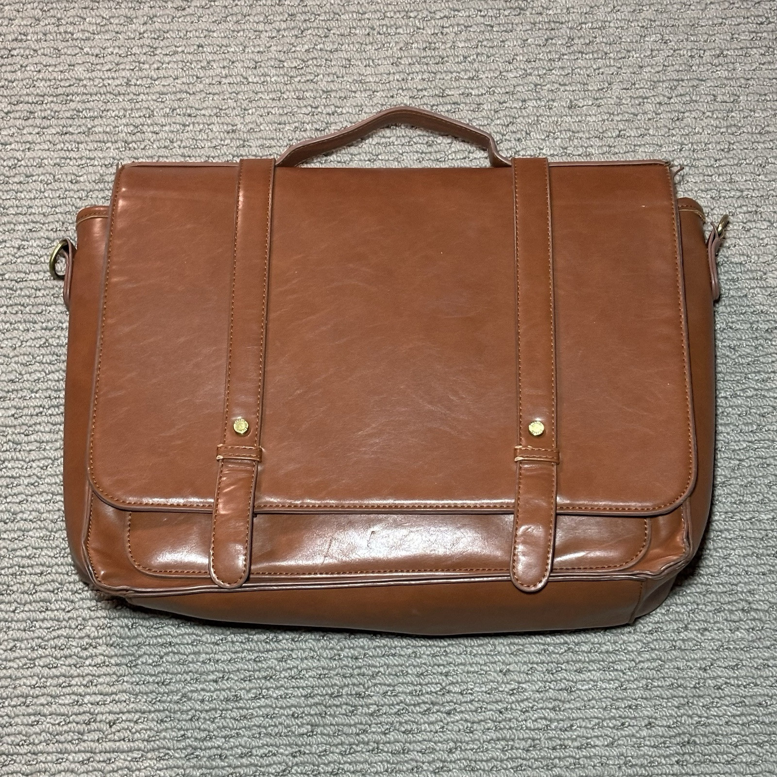 ECOSUSI Laptop Bag Vegan Leather Messenger Brown Briefcase Backpack 15.6