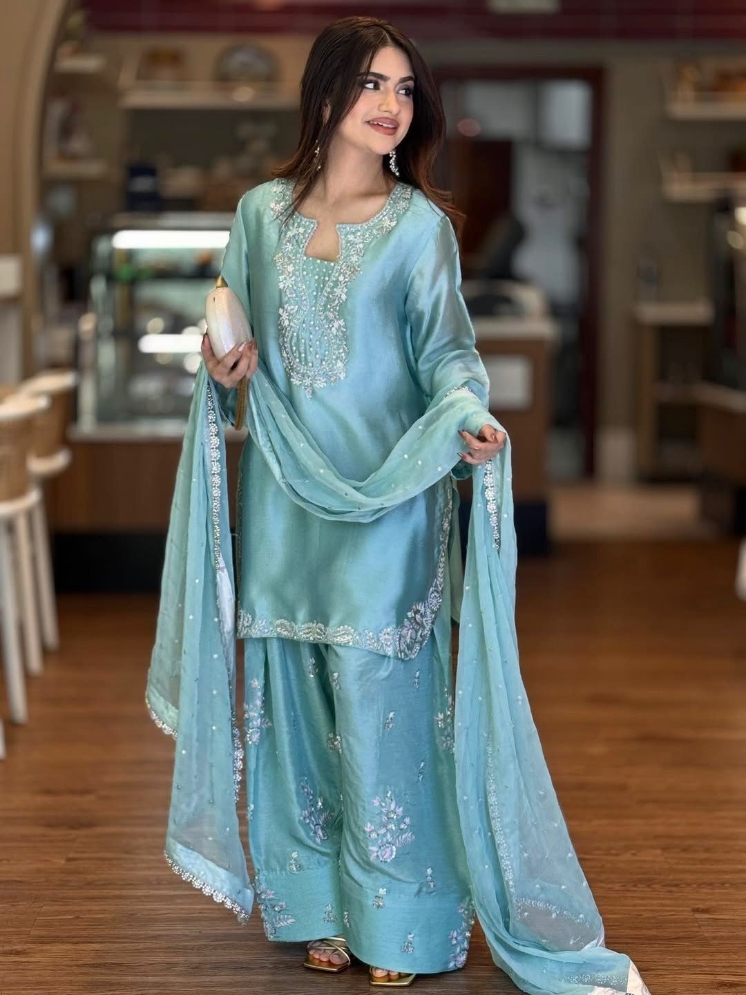 INDIAN SALWAR KAMEEZ PAKISTANI WEDDING PARTY DRESS WEAR BOLLYWOOD SUIT SHARARA