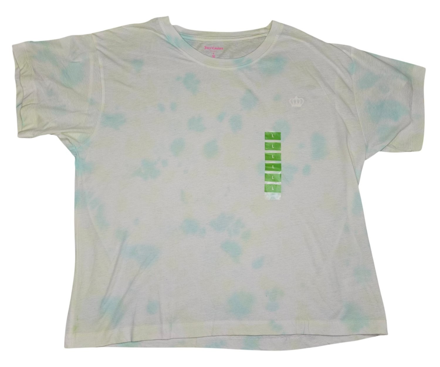Juicy Couture Sport Top Large L Pastel Tie Dye Crown Logo Crop T-Shirt Womens