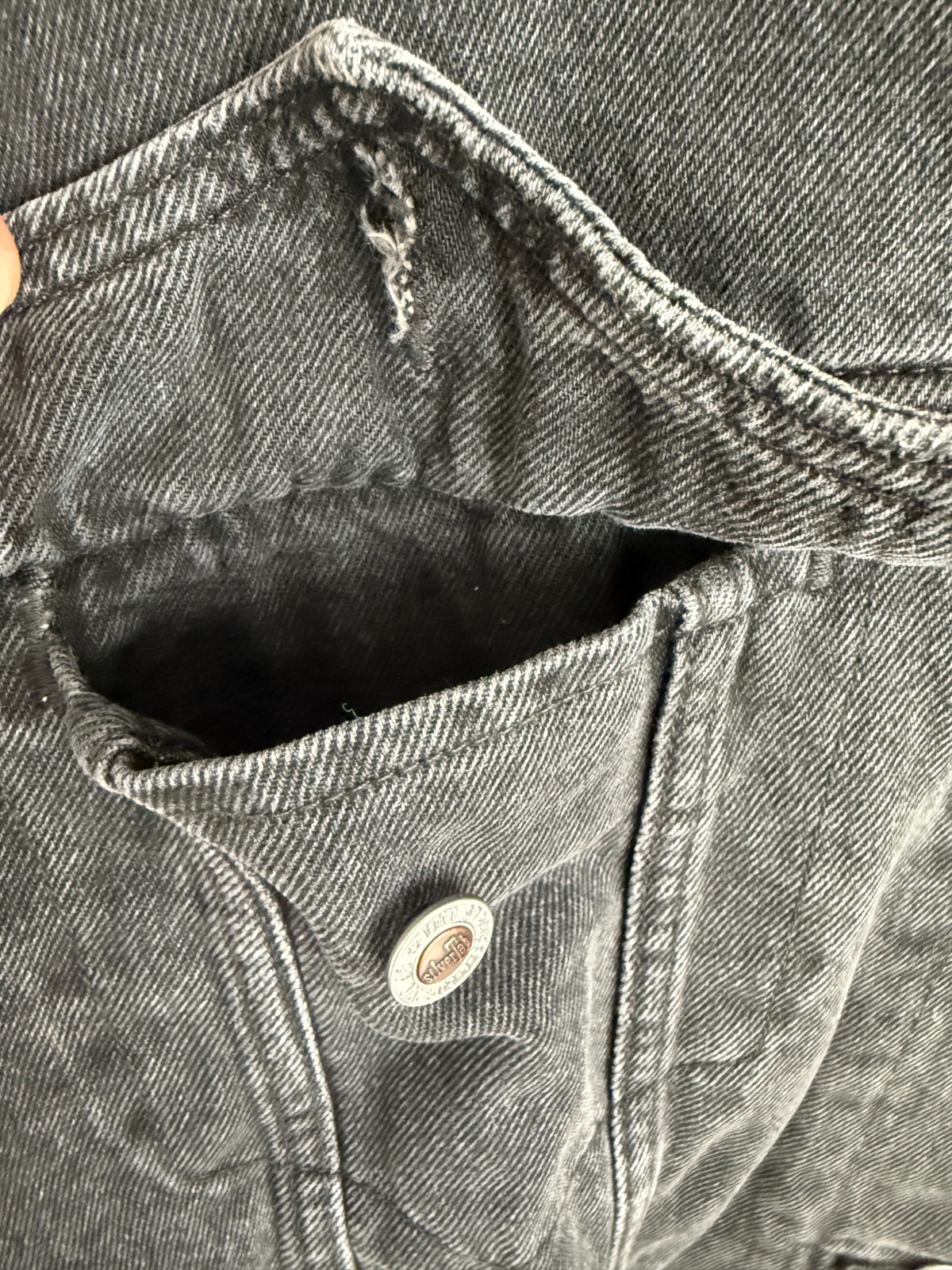 VTG 90s Levis SilverTab Mens Loose Fit Denim Trucker Jacket Washed Black XL