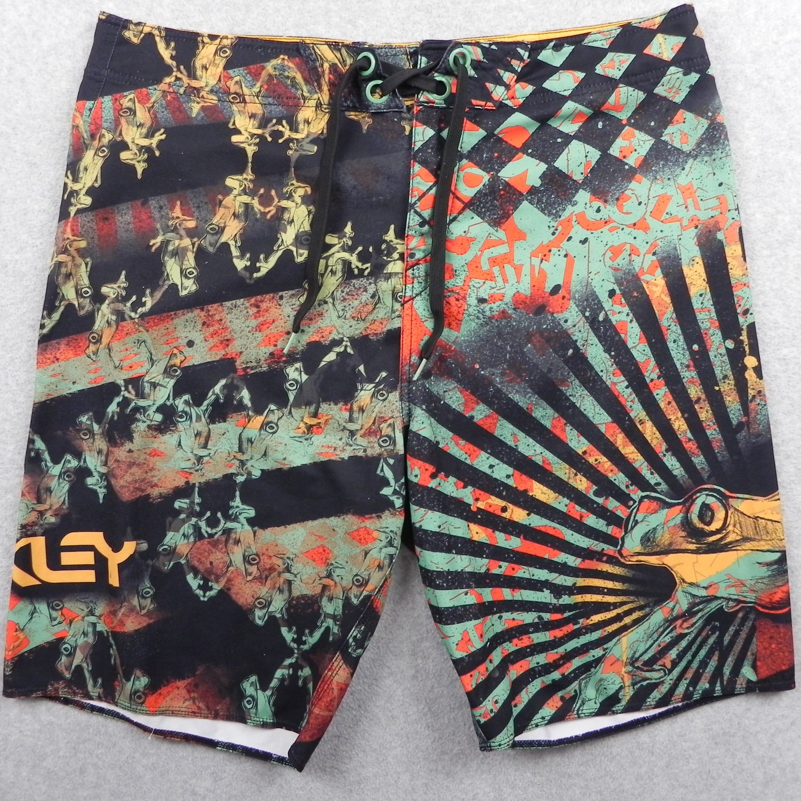 Vtg Oakley Board Shorts Mens 38 Frogyle Technology Surf Swim Beach Trunks Frog