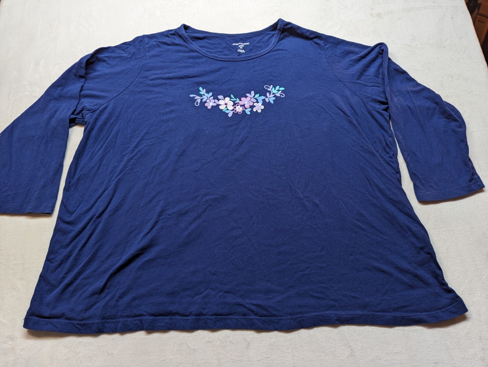 Dreams Co Plus Size 2X 26X28 Top Navy Flower Blue Free Returns