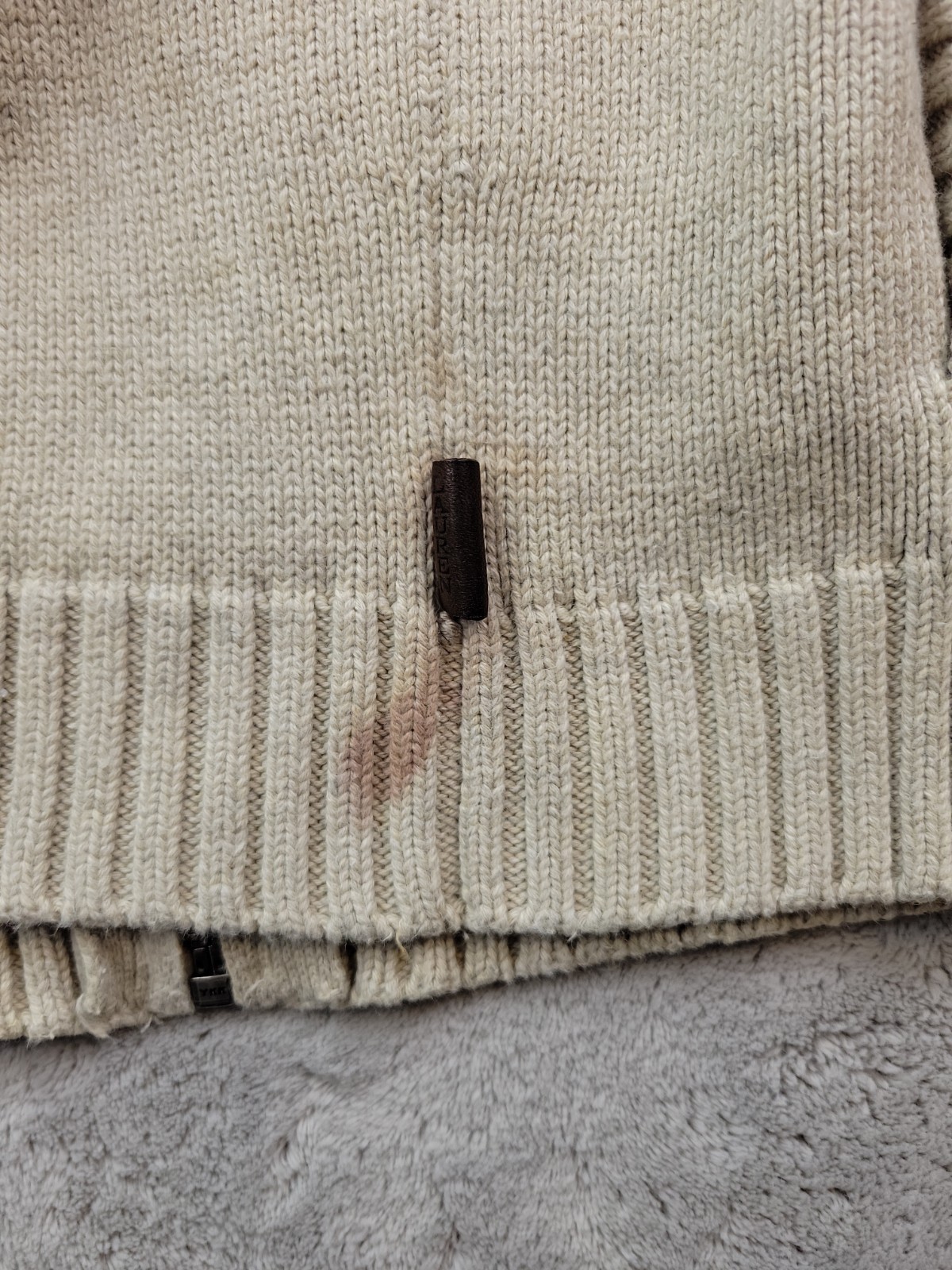 Lauren Ralph Lauren Full Zip Cardigan Sweater Womens Medium Beige Knit Pockets