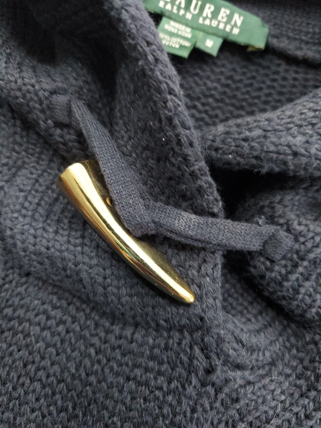 Lauren Ralph Lauren Sweater Womens Medium Navy Blue Toggle Button Cowl Nautical