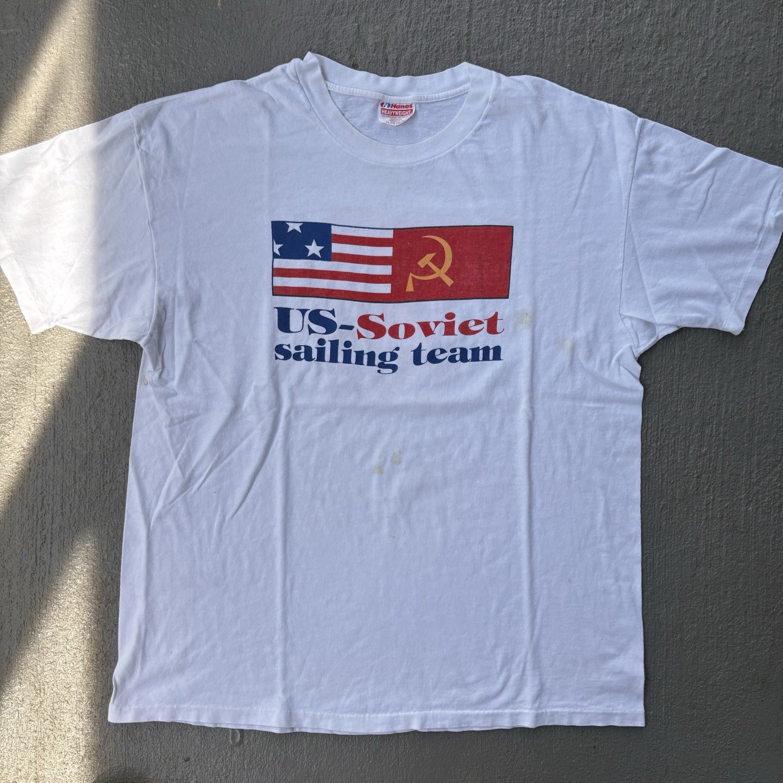 Vintage United State Soviet USSR sailing Team Round The World Race 1990 Shirt XL