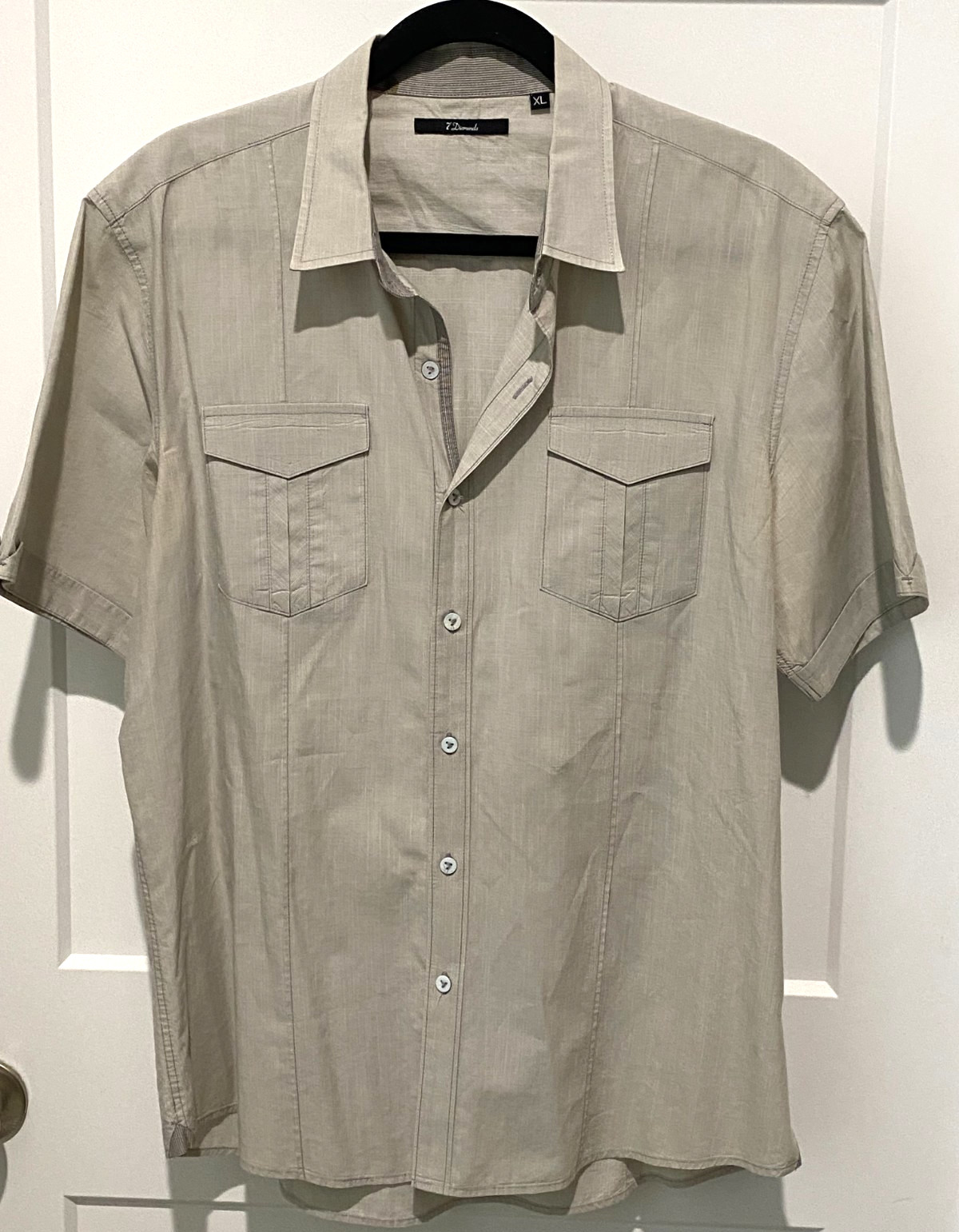 7 Diamonds (XLG) Military Style Utility Short Slv. Button Up Shirt – EUC !