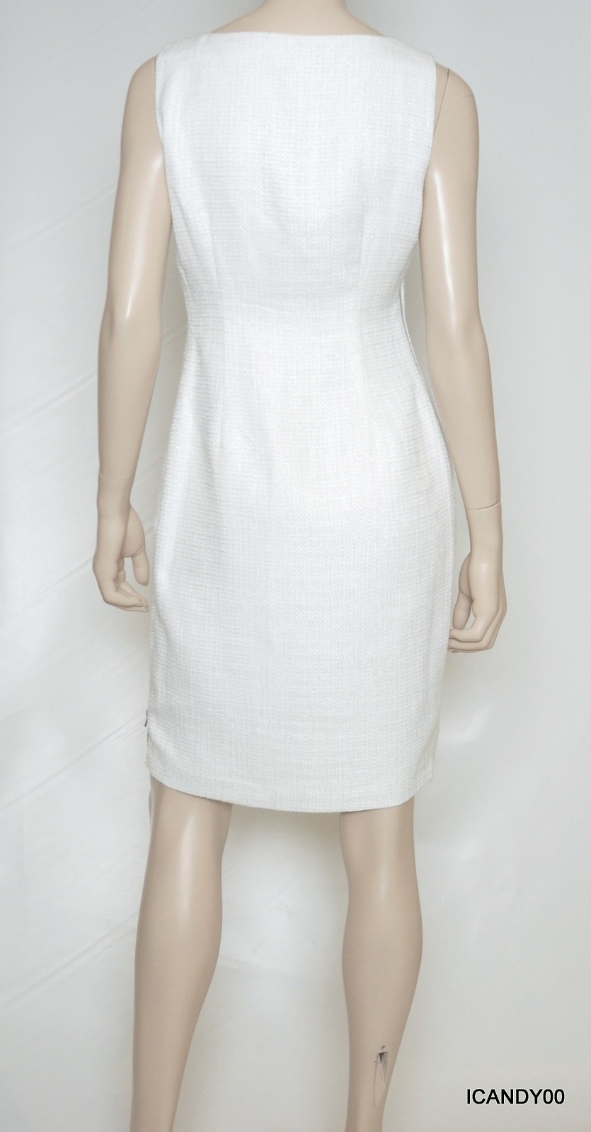 Calvin Klein Sleeveless Side Zipper Tweed Sheath Dress Top White 10 Nwt $134