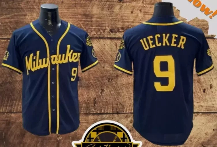 Bob Uecker Brewers Navy Bob Uecker Baseball Jersey All Size TMB5195