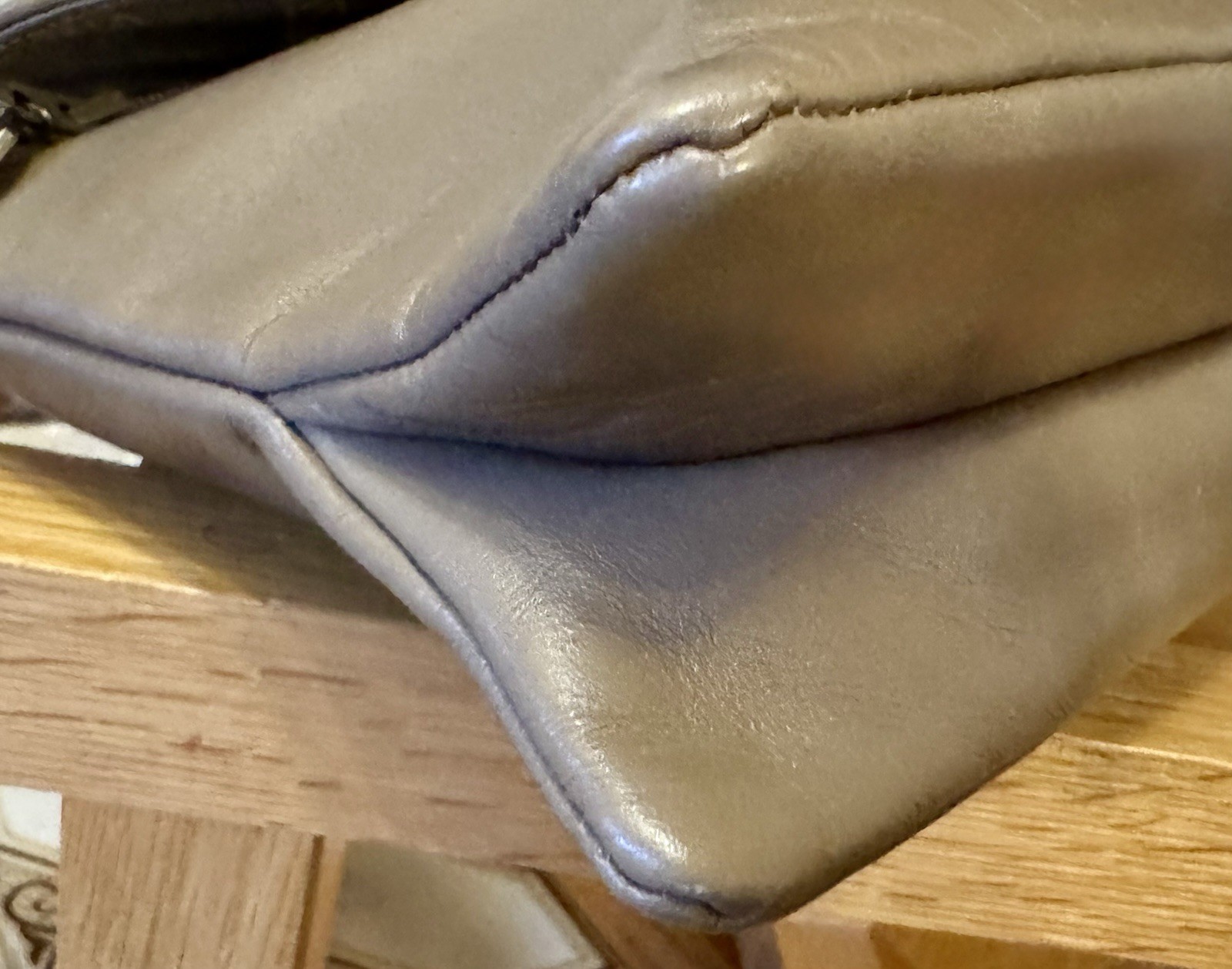 Italian Leather Shoulder Bag 2 Flap Tan Saddlebag Divided Purse Gold Logo Fob