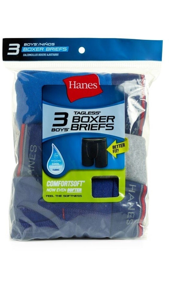 Hanes Boys’ Tagless Boxer Briefs Random Color Assortments (Value Packs)