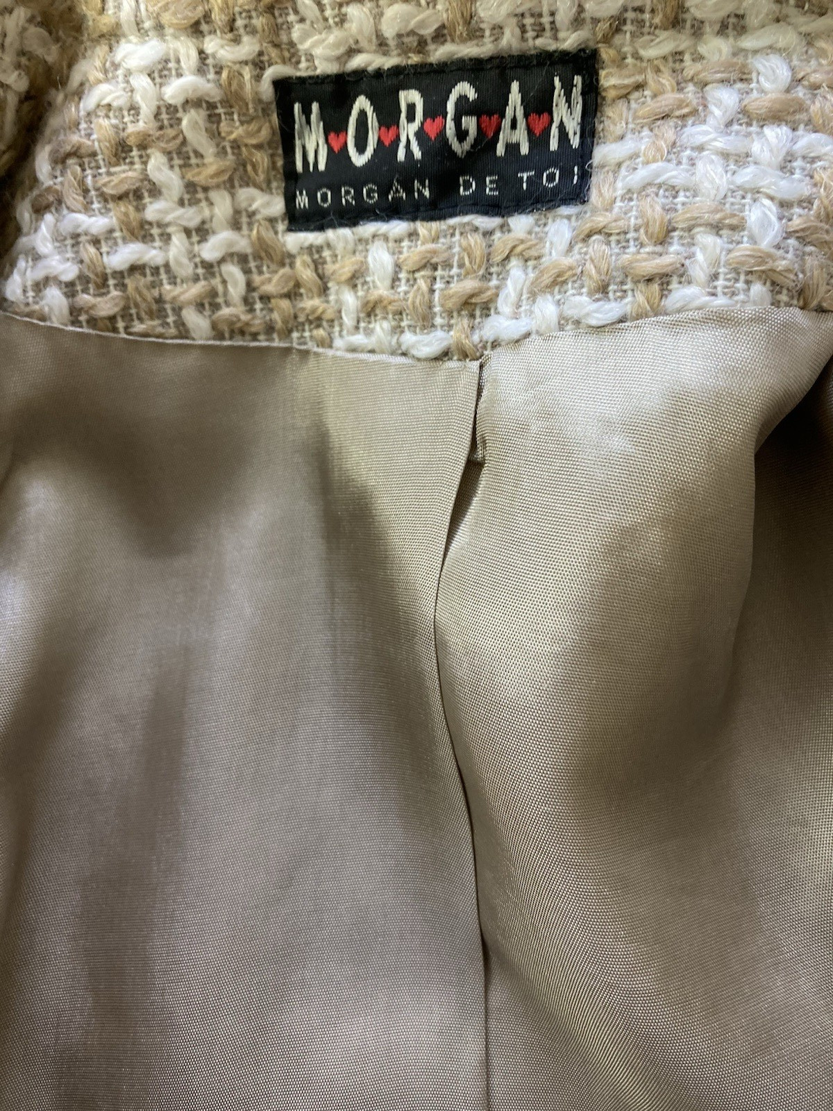 Morgan de Toi 3pc Boucle Tweed Suit Jacket Skirt Vest France Small