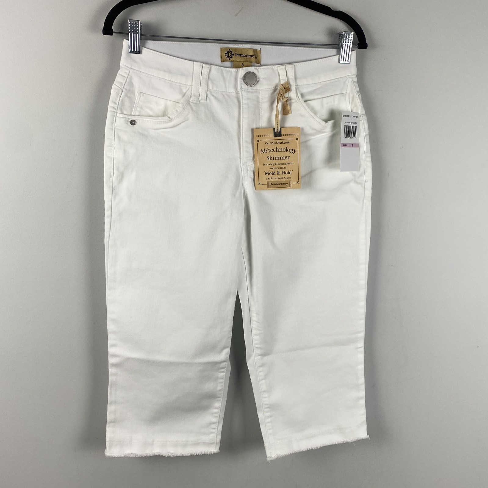 Democracy Ab Technology Skimmer Jeans Size 6 White Cropped Stretch