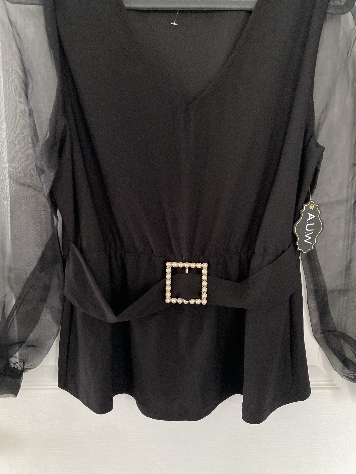 A.U.W Secret Charm Black Blouse Size L