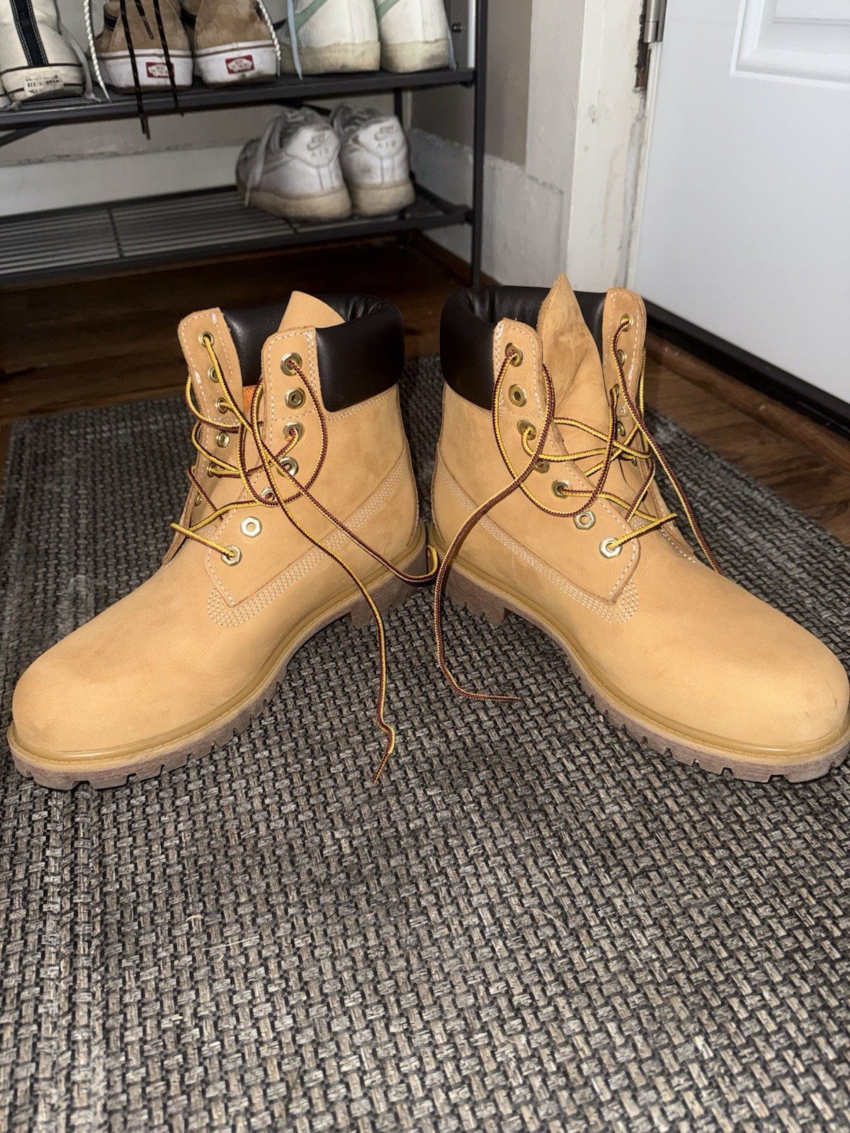 Timberland Men’s Beige Nubuck Lace-Up Ankle Work Boots Rubber Sole 8.5