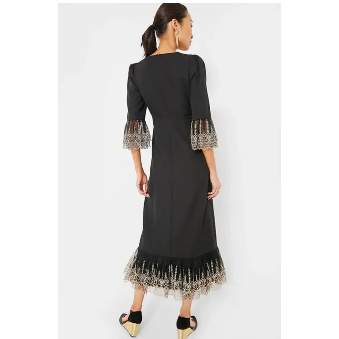 pomander place tuckernuck black with gold detailing lillith dress women x-small