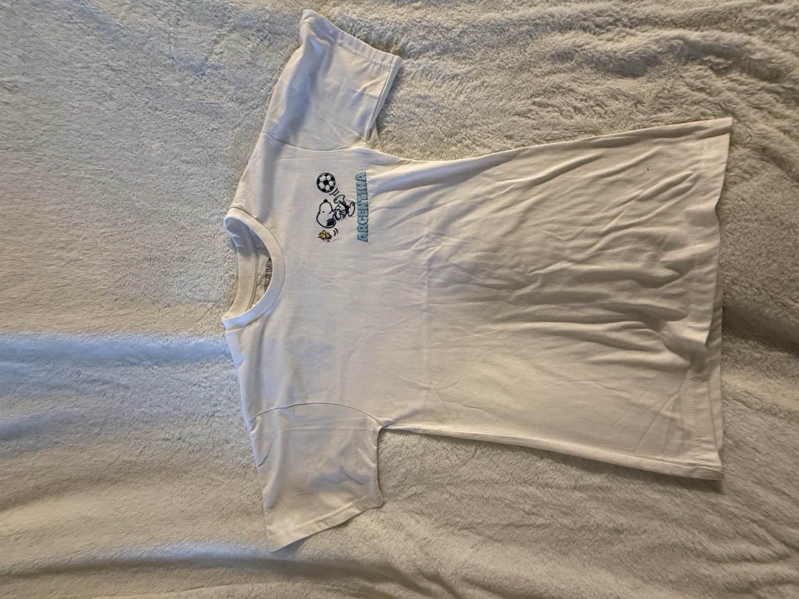 Peanuts Snoopy Argentina Soccer Graphic White Tee Crew Neck M