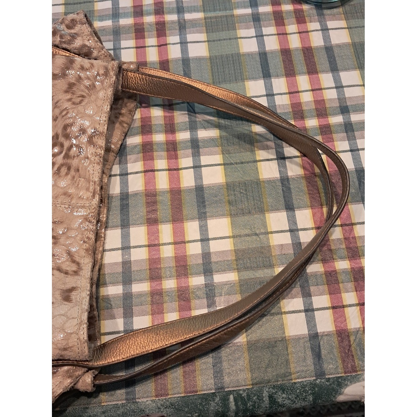 B. Makowsky Beige Shoulder Bag with Gold Hardware