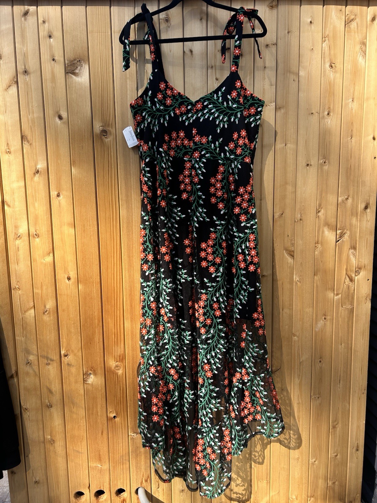 Dress the Population Black Floral Embroidered Mesh hi-lo Midi sweetheart XXL