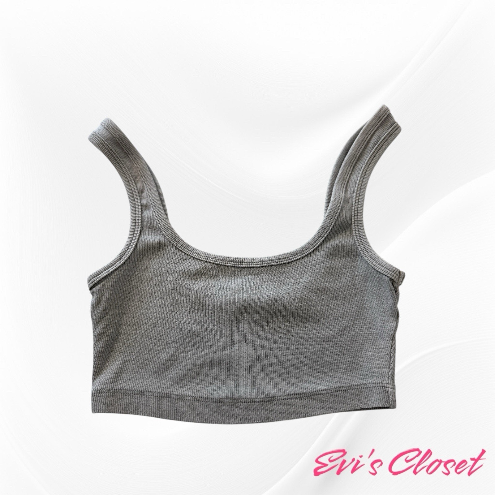 Zara’s Cropped Top, Washed Effect Ribbed Fabric Sz S Gray,