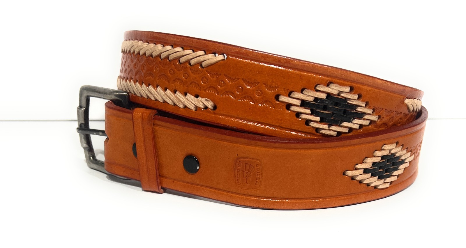 XL SIZES MEN’S WESTERN STYLE LEATHER BELT HAND BRAIDED CASUAL WORK LEATHER BELT