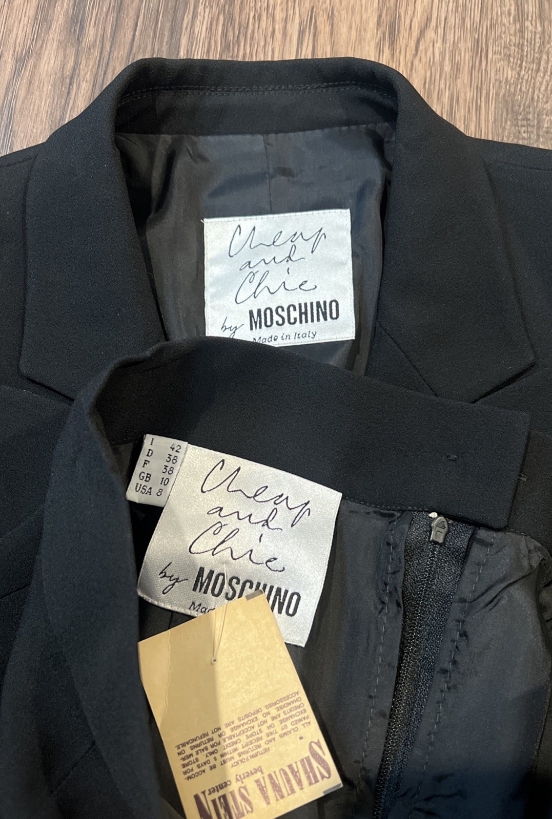 Moschino Cheap & Chic Jacket Skirt Set Size 8 Color Black Read Notes