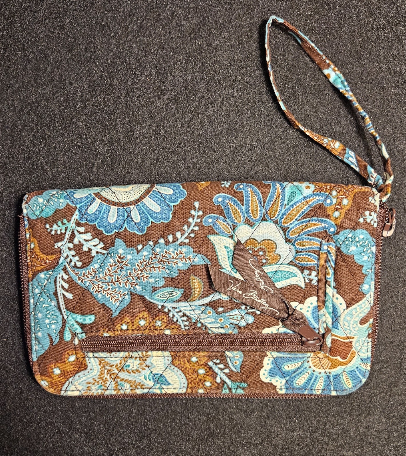 Vera Bradley Wristlet Wallet in Retired Pattern Java Blue Zipper Bag