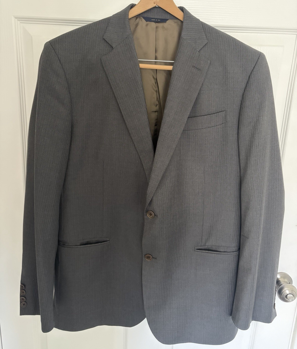 Brooks Brothers suit mens 44L Gray Pinstripe 2 Button 1818 Madison Saxxon Wool