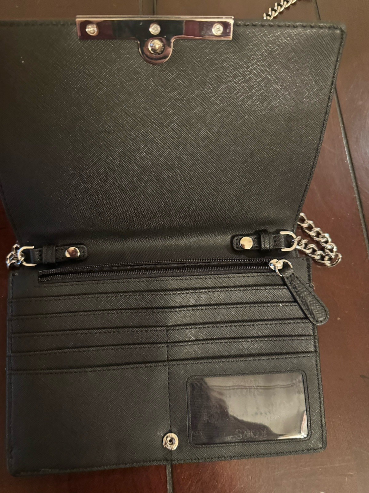 MICHAEL KORS MK Black Crossbody Evening Handbag Wallet Organizer Card Slots