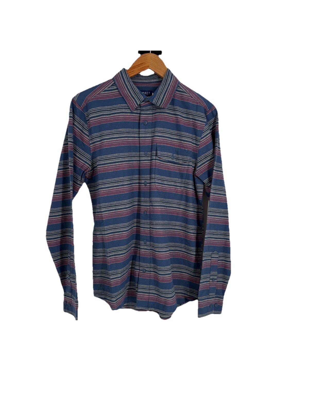 United by Blue Men Cotton Hemp Flannel Button Up Shirt S Colorful Stripe Outdoor