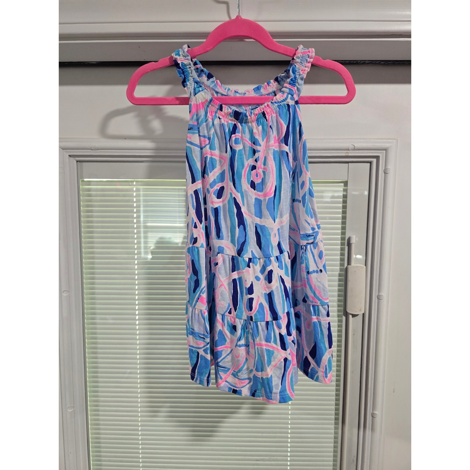 Lilly Pulitzer Girls XS 2-3 Little Giana Halter Dress Blue Pink Anchor Nautical