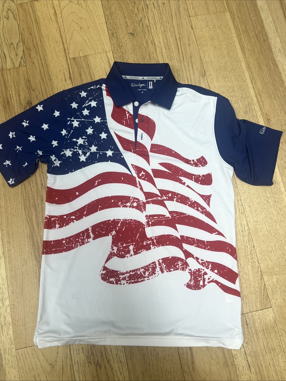 Walter Hagen American Flag Performance 11 Novelty Print Polo SM 4th Of July