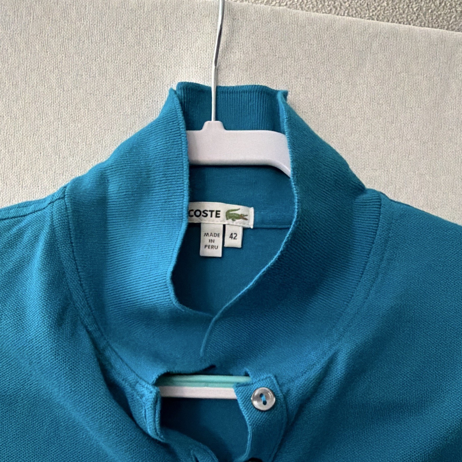 Lacoste Women’s Turquoise Blue Polo Shirt 42 Short Sleeve With Logo