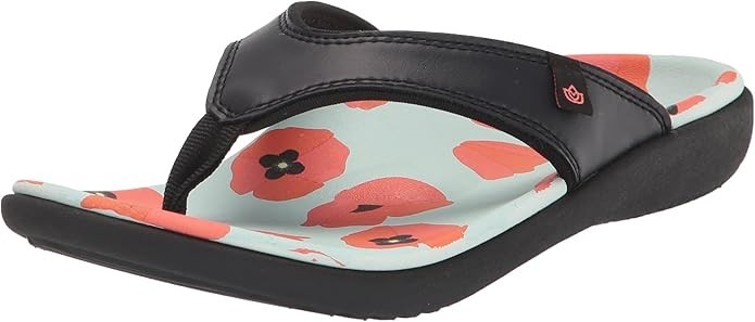 Women’s Spenco Yumi Blume Flip-Flop Sandal Thong – Black Orange – Size 9M