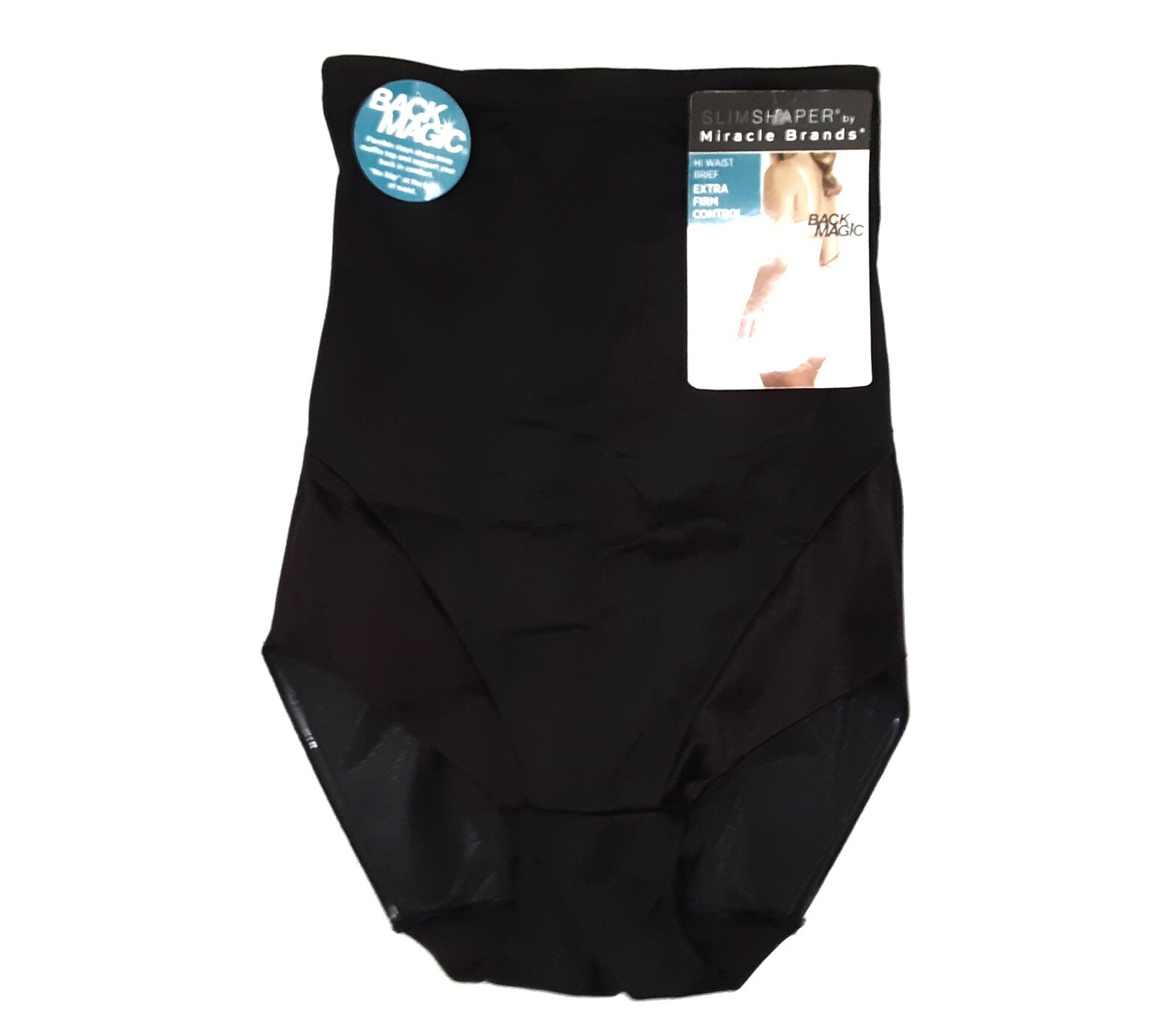 SlimShaper by Miracle Brands Back Magic Size S High Waist Control Brief Black