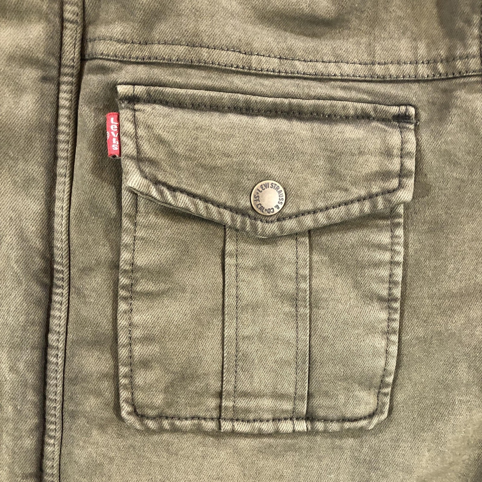 Levis Jacket Mens Medium Green Canvas Quilted Lined Field Military LM0CC046