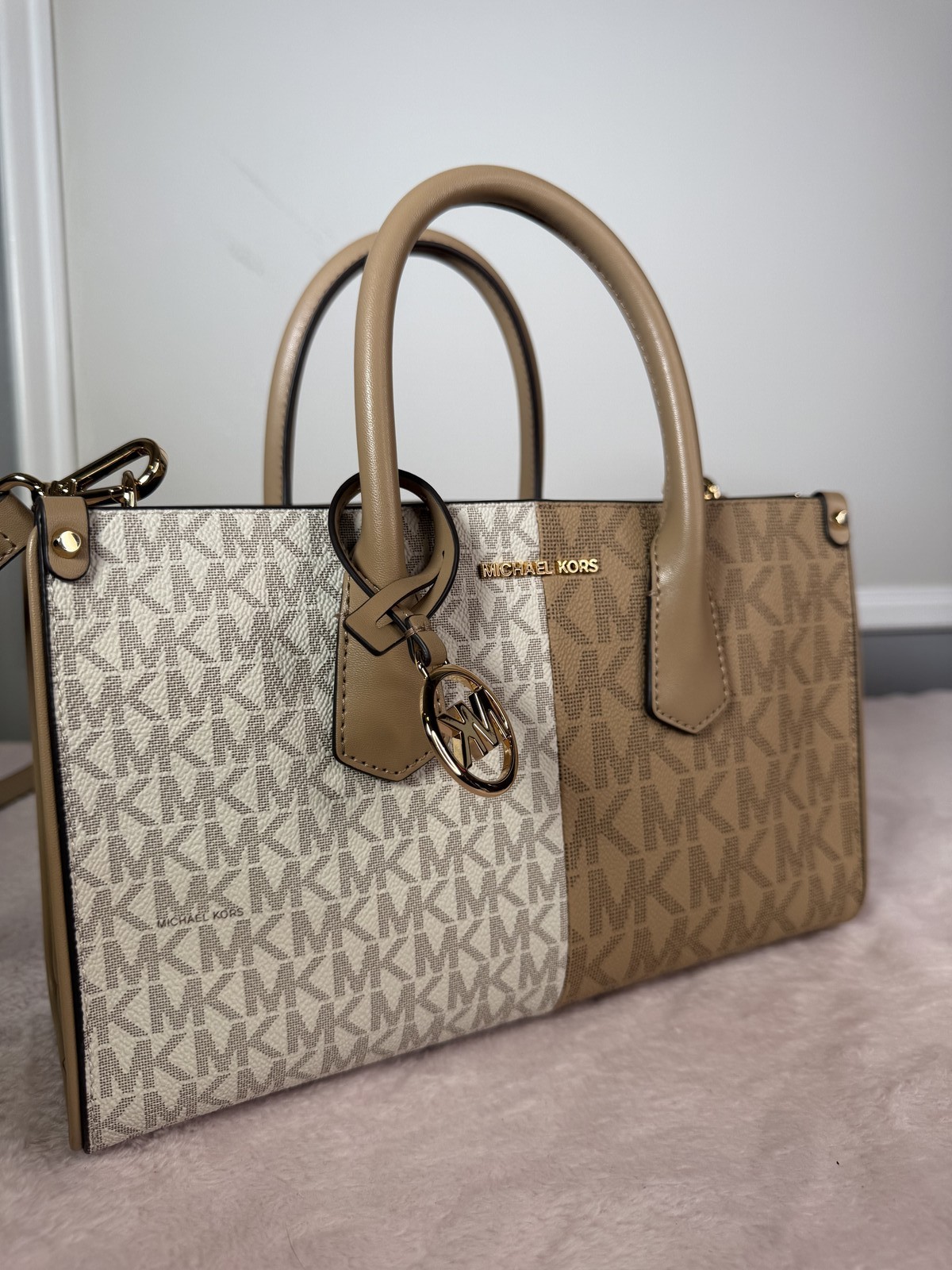 Michael Kors two-tone MK monogram satchel