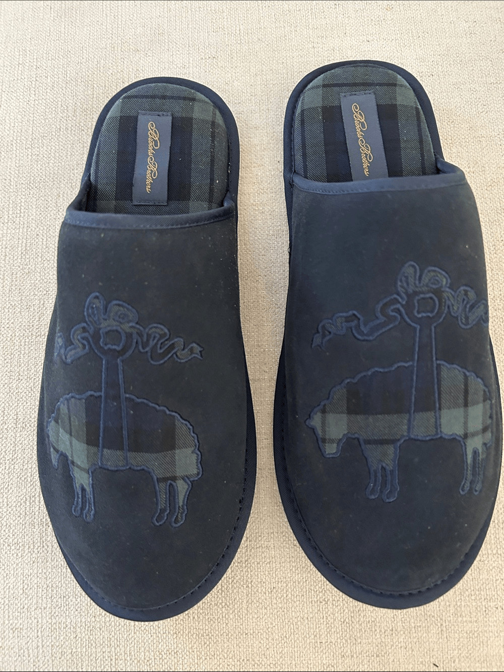 Brooks Brothers Men’s Blue B By Suede Slippers, Size 11, NWOT